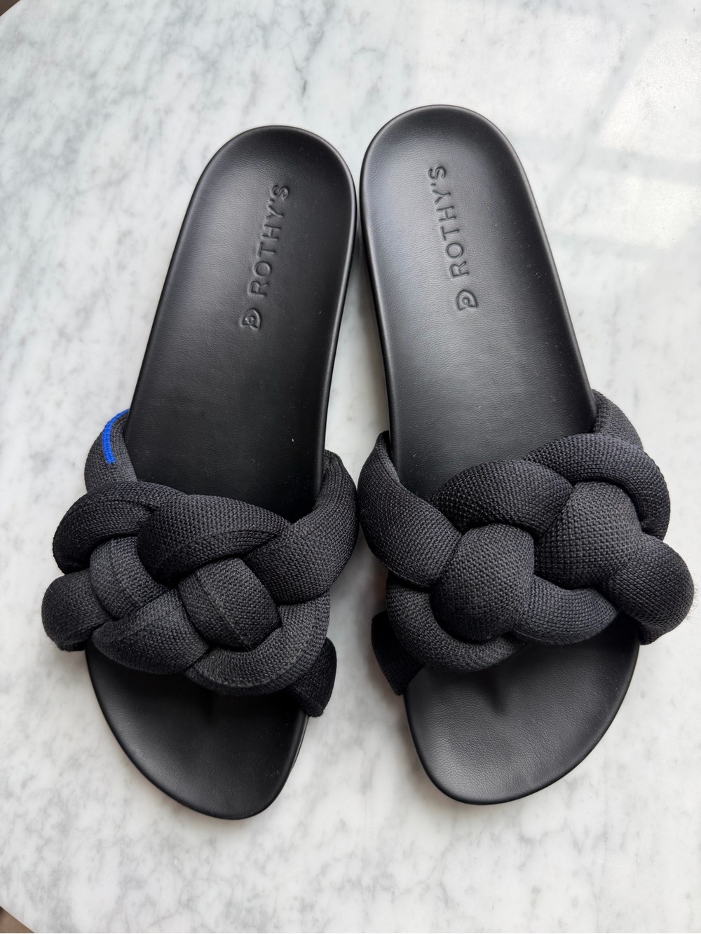 Rothy's Black Braided Slide Sandals